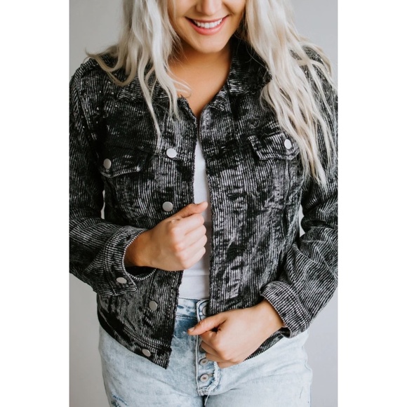 POL Black Vintage Washed Studded Corduroy Jacket - Picture 6 of 8